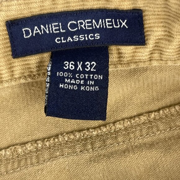 VTG Daniel Cremieux Mens 36x32 Corduroy Pants Tan Khaki Classic Fit Straight Leg - Picture 2 of 9